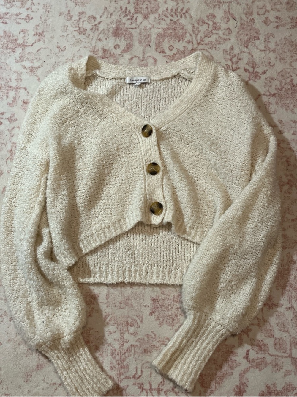 Cropped Cream Cardigan Sweater